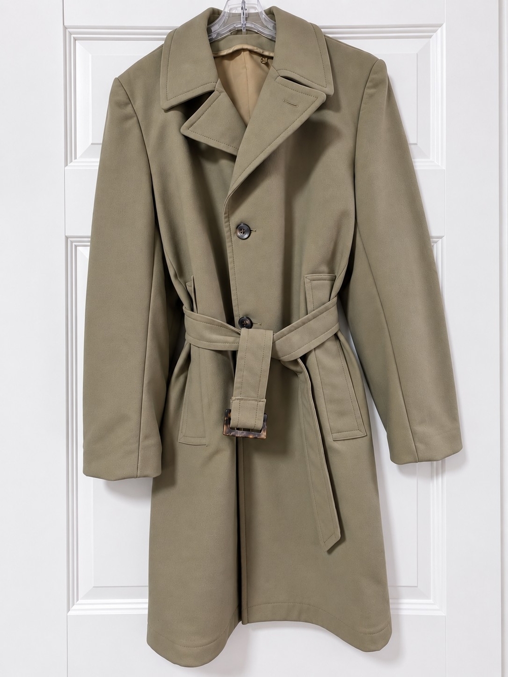 Vintage Sears The Travelknit Men's Womens Unisex Belted Olive Trench Coat